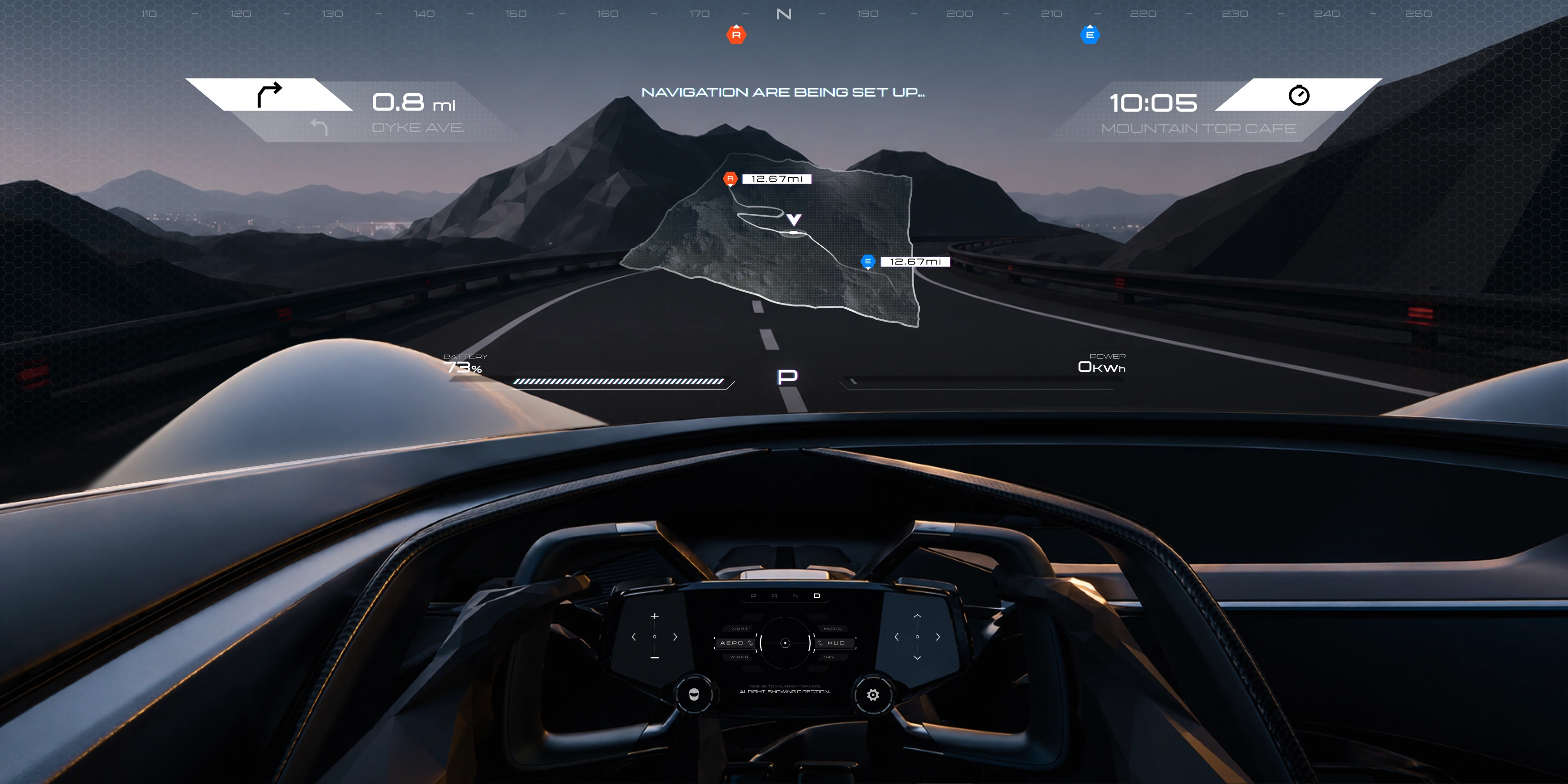 Corvette CX Tour Mode windshield navigation HUD